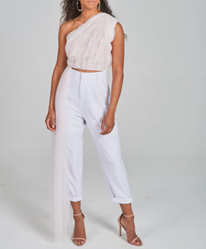 Crepe High-Waisted Cropped Pants