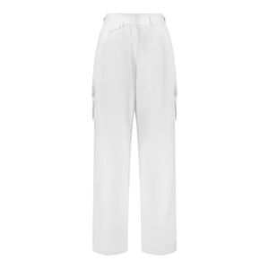White pocket palazzo pants