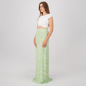 Lime printed maxi skirt
