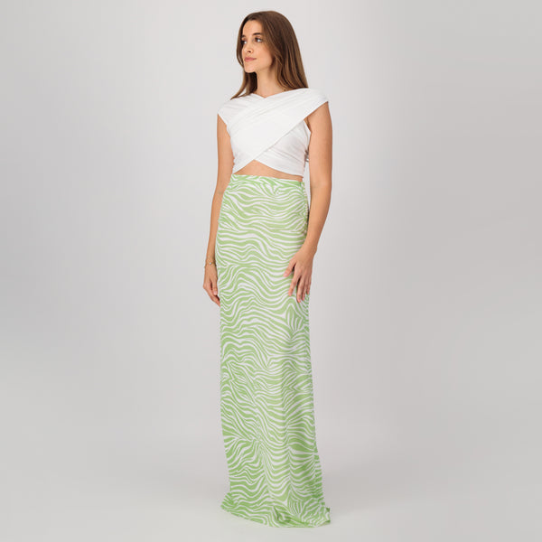 Lime printed maxi skirt
