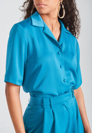 Teal Button Down Blouse