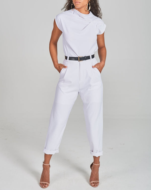 Crepe High-Waisted Cropped Pants
