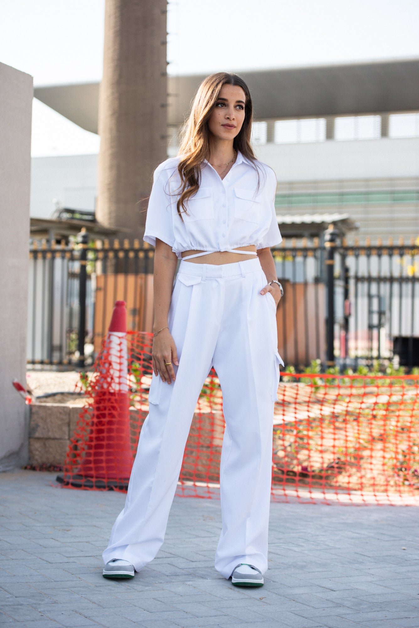 White Pleated Palazzo Pants Flared Work Casual Long Pants - Pants - Bottoms