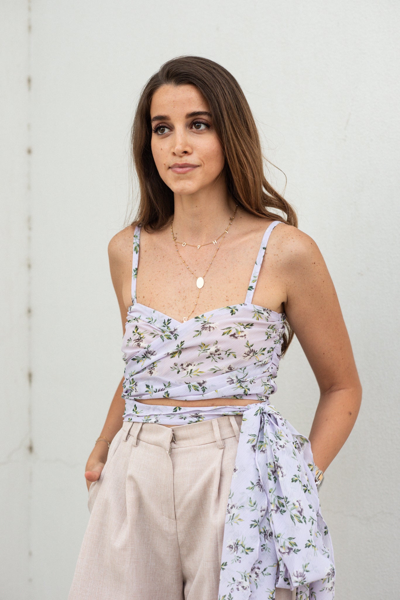 Four-way Floral chiffon wrap top - Zena Presley