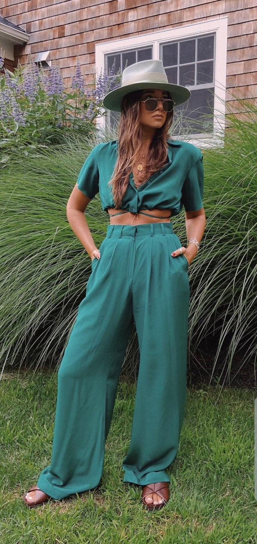 Danielle Green Cropped Shirt