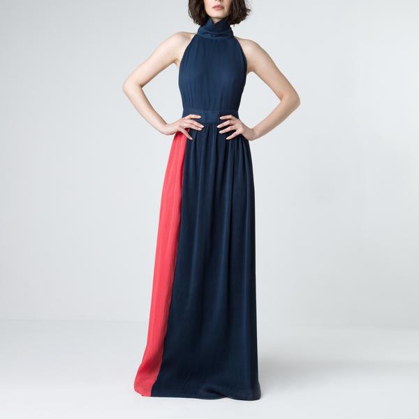 Pleated Chiffon Halter Top Dress