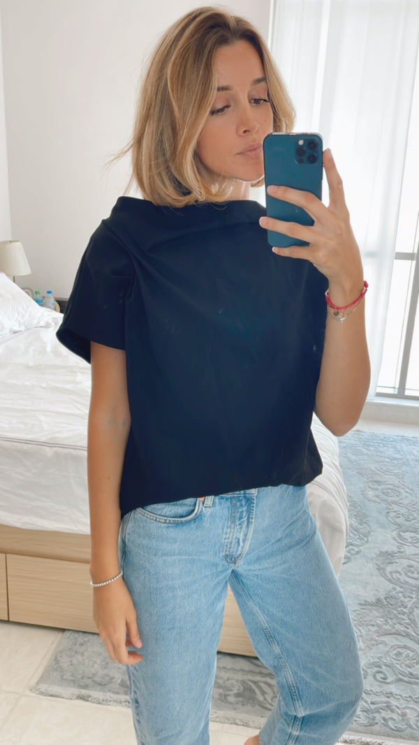 Crepe gathered top- Large