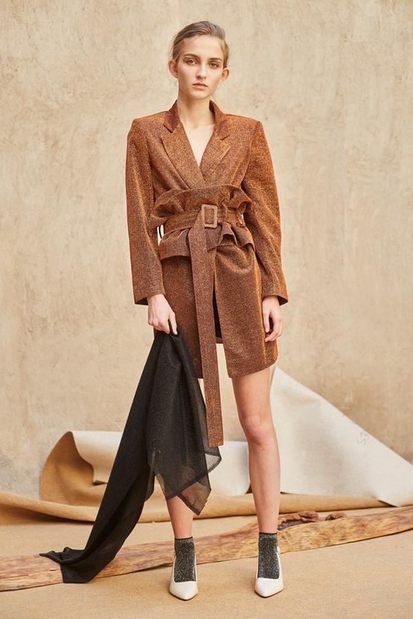 Shimmer Belted Blazer Dress